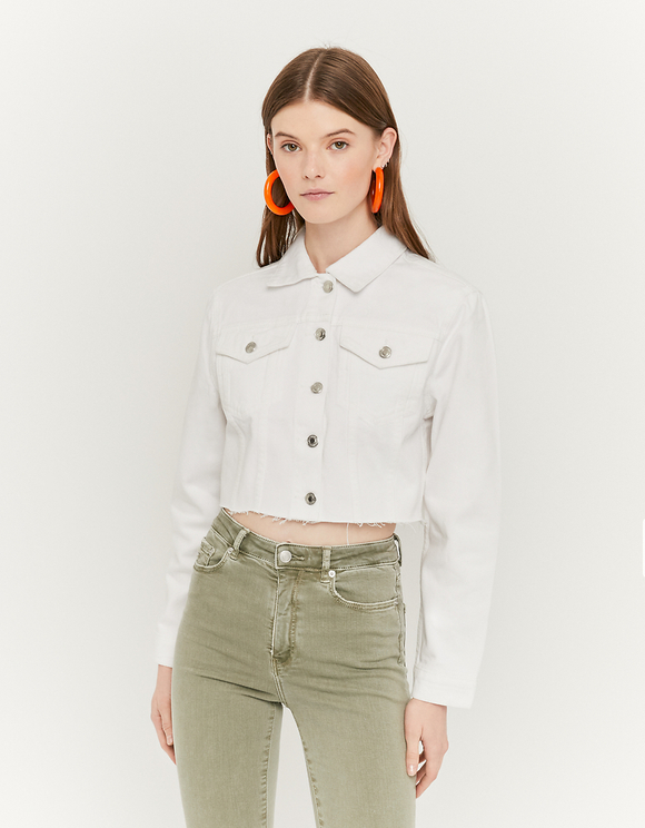 white cropped jacket to wear over dress