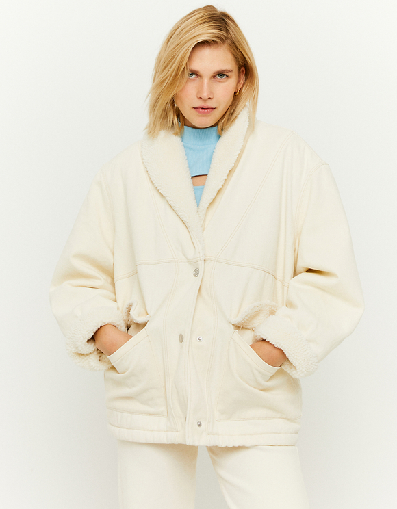 denim jacket with faux shearling