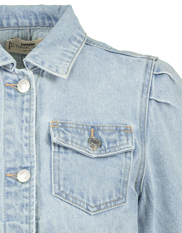 Giacca in Denim con Maniche a Palloncino