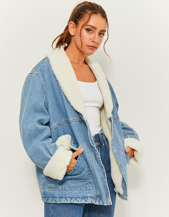 Denim Jacket with Faux Shearling lining