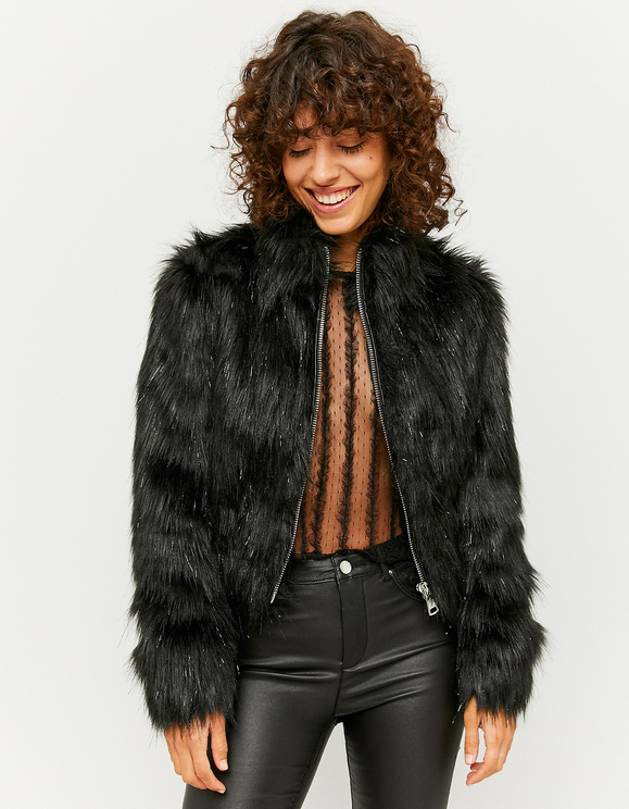 giacca pelliccia nera