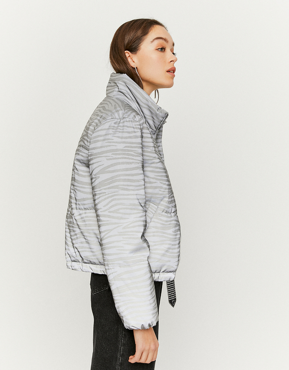 Giacca Imbottita Zebrata con Dettaglio Riflettente