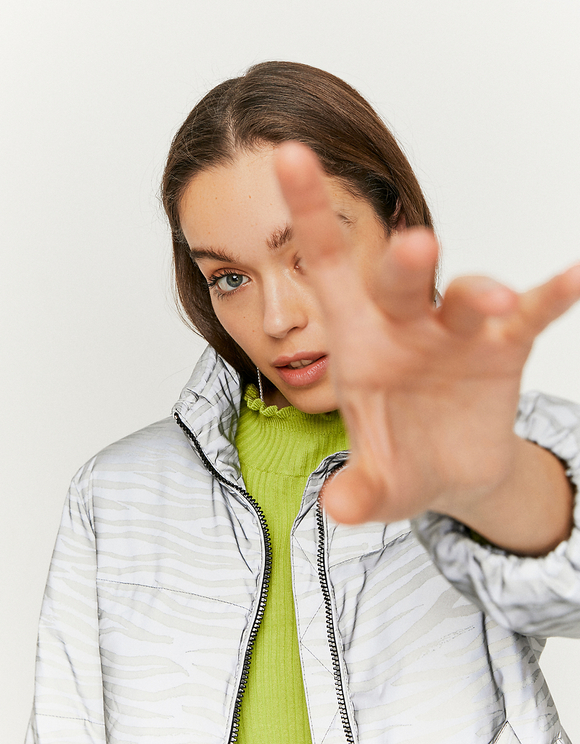 Giacca Imbottita Zebrata con Dettaglio Riflettente