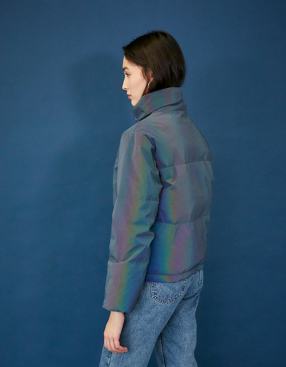 Giacca Imbottita Blu Scura con Dettaglio Riflettente