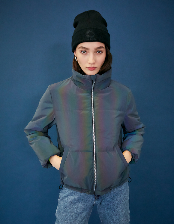 Giacca Imbottita Blu Scura con Dettaglio Riflettente