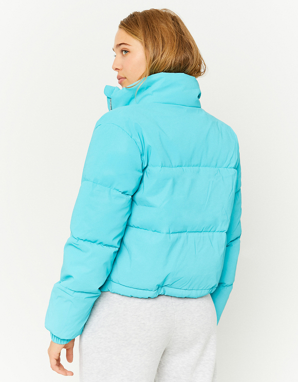 turquoise puffer jacket