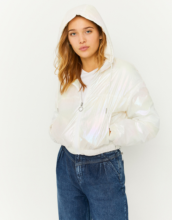 white cropped windbreaker