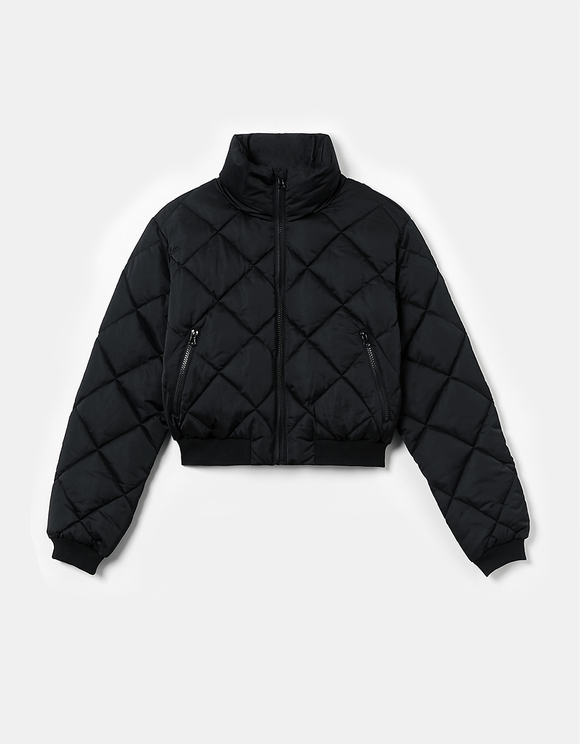 cropped padded jacket black