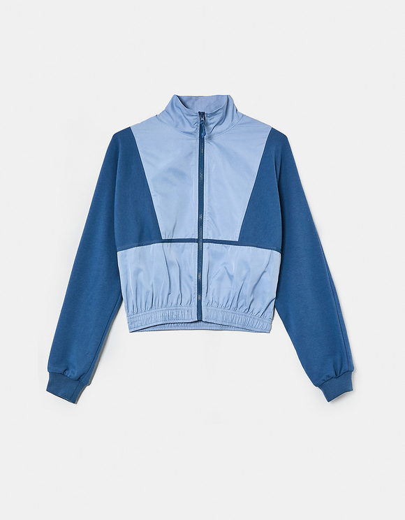 blue crop windbreaker