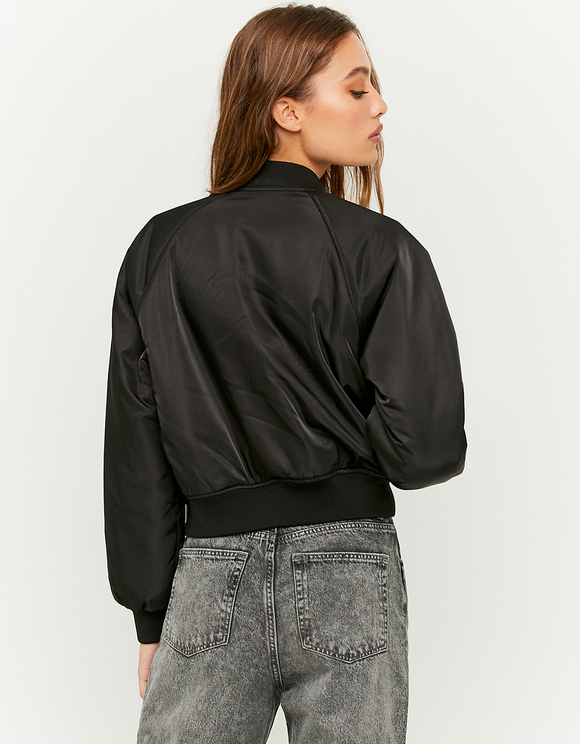 crop black bomber jacket