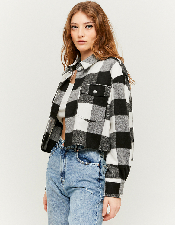 cropped checked jacket