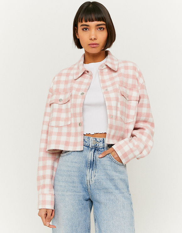 cropped checked jacket