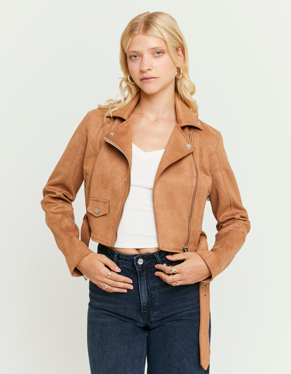 Veste Biker Veste Suedine Marron Blouson Biker Veste Femme Simili