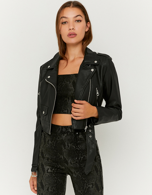 faux black biker jacket