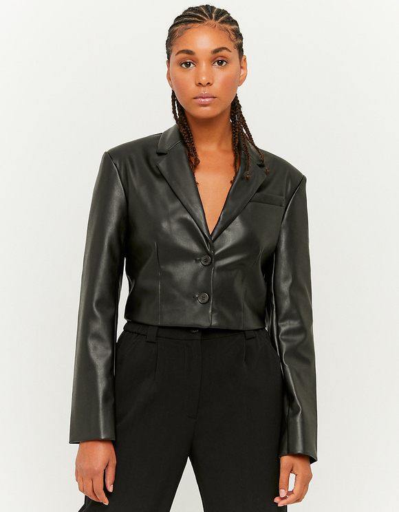 faux leather blazer