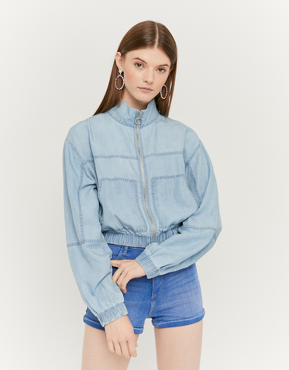 light blue short denim jacket
