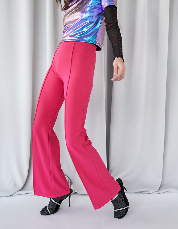Neon Pink Dressy Flare Leggings