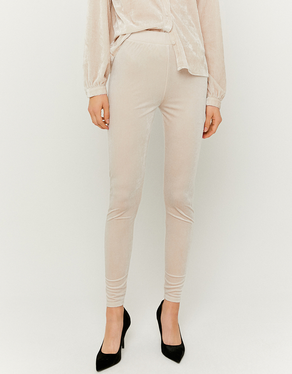Beige High Waist Flare Leggings | TALLY 