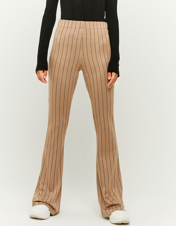 Beige High Waist Flare Leggings | TALLY 