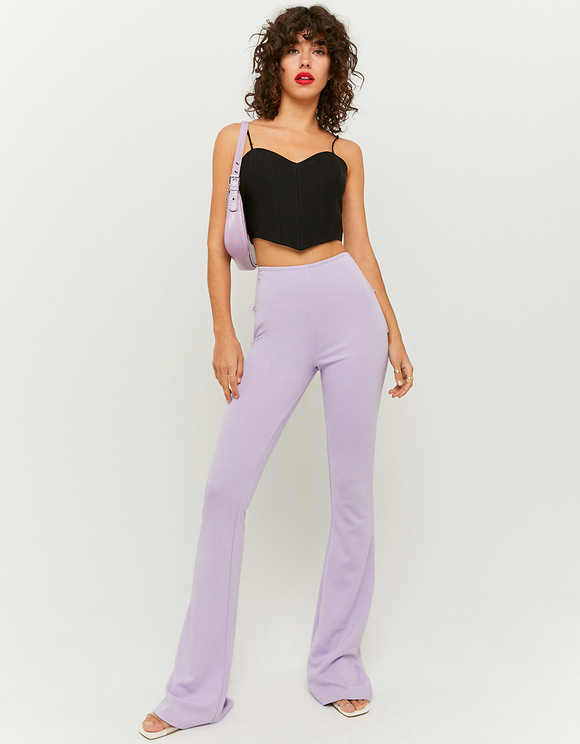 Purple High Waist Flare Leggings 