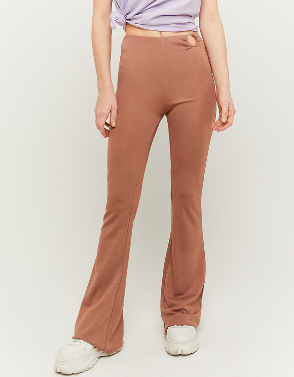 Beige High Waist Flare Leggings | TALLY 