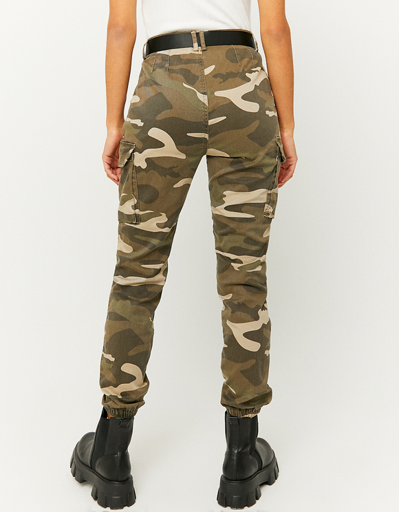 Camouflage High Waist Cargo Trousers 