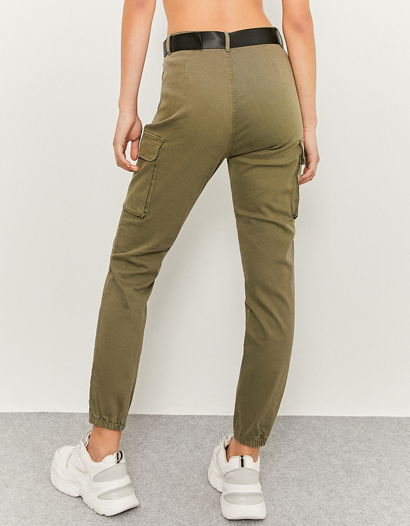 Green High Waist Cargo Trousers | TALLY 
