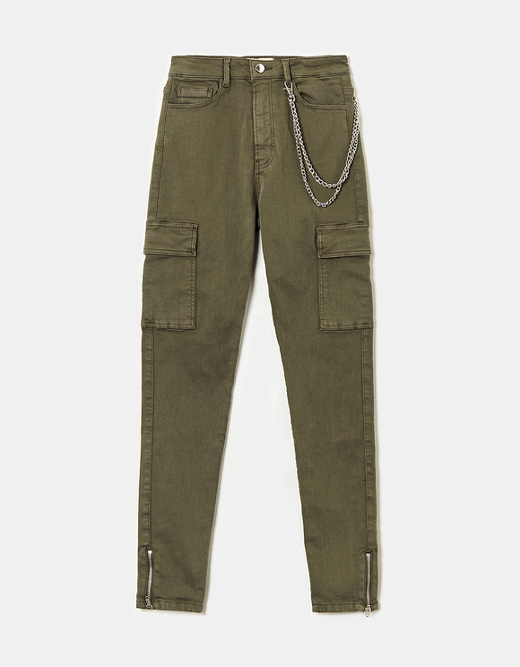 Pantaloni Cargo a Vita Alta Verdi | TALLY WEiJL Online Shop