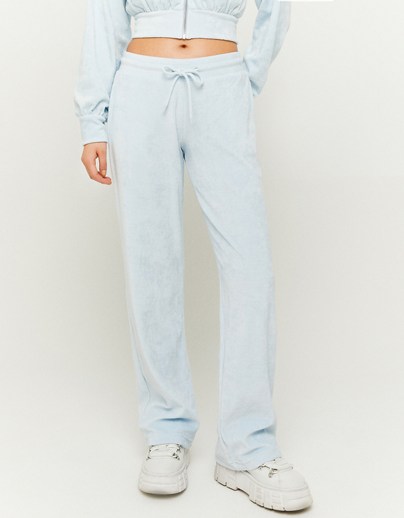Blue Low Waist Velvet Joggers | TALLY 
