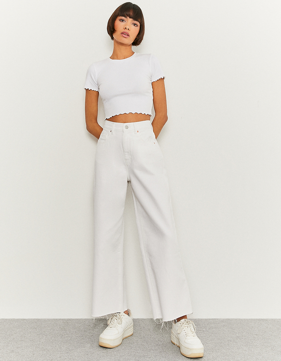 Pantaloni a Vita Alta e Gamba Larga Bianchi | TALLY WEiJL Online Shop