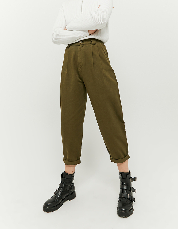 Pantaloni Cachi Slouchy a Vita Alta