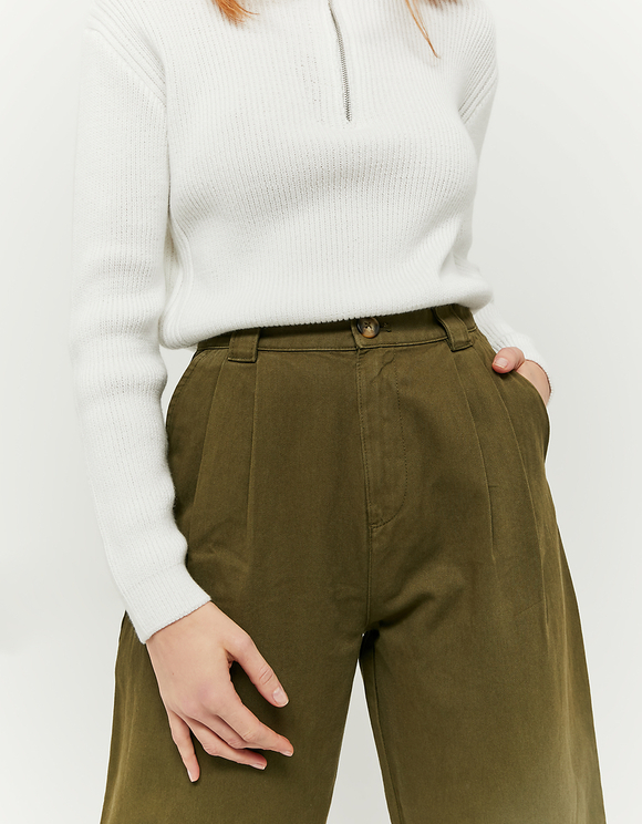 Pantaloni Cachi Slouchy a Vita Alta