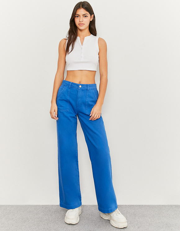 Blue High Waist Wide leg Jeans | TALLY WEiJL Online Shop