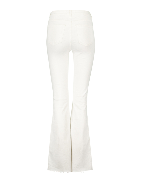 white skinny flare trousers