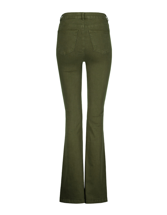 Pantaloni Khaki Flare a Vita Alta