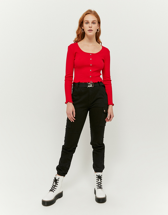 Pantaloni Cargo a Vita Alta Neri | TALLY WEiJL Online Shop