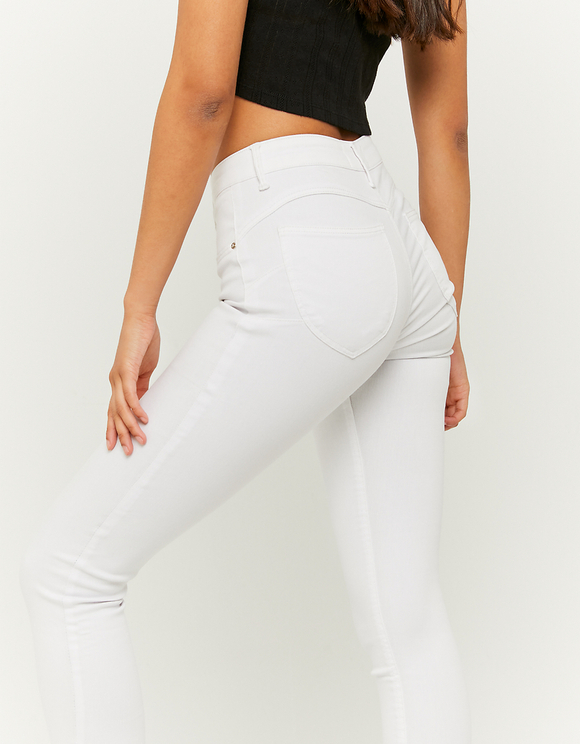 White Mid Waist Push Up Trousers