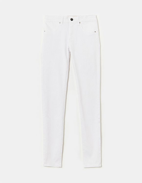 White Mid Waist Push Up Trousers