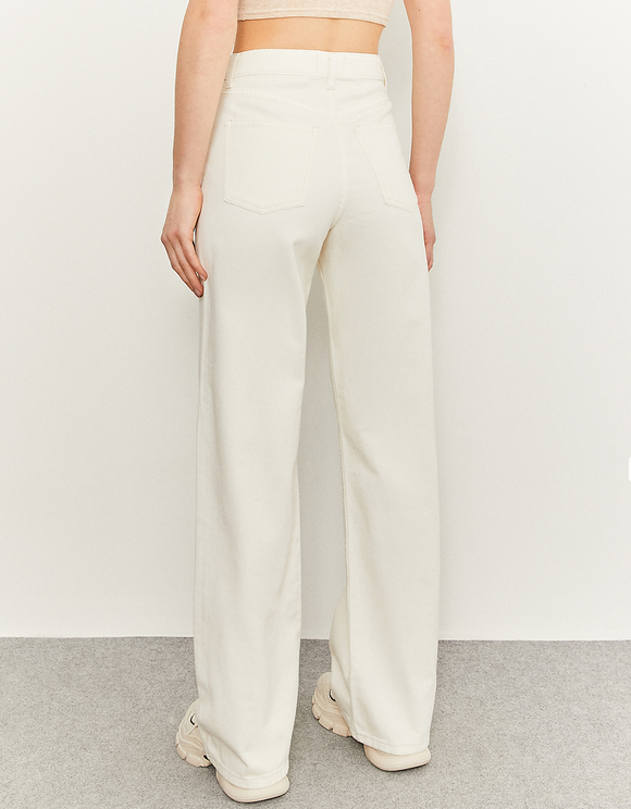 White High Waist Wide Leg Trousers 