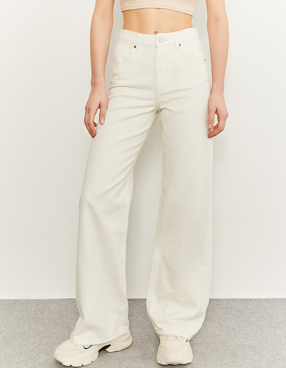 White High Waist Wide Leg Trousers 