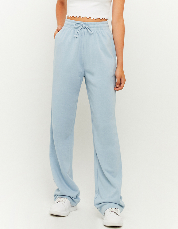 Blue High Waist Wide Leg Joggers 