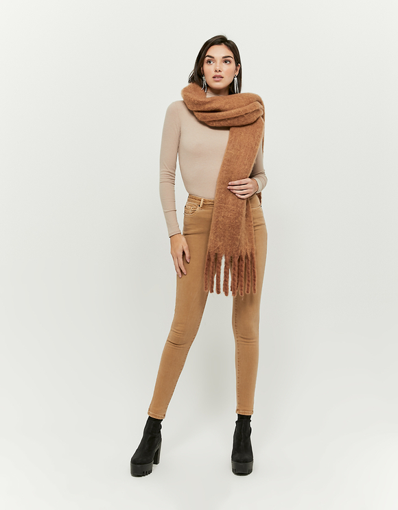 Pantaloni Skinny Beige a Vita Alta