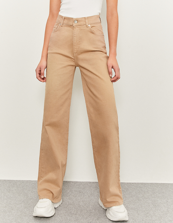 Beige High Waist Wide Leg Trousers | TALLY WEiJL Online Shop