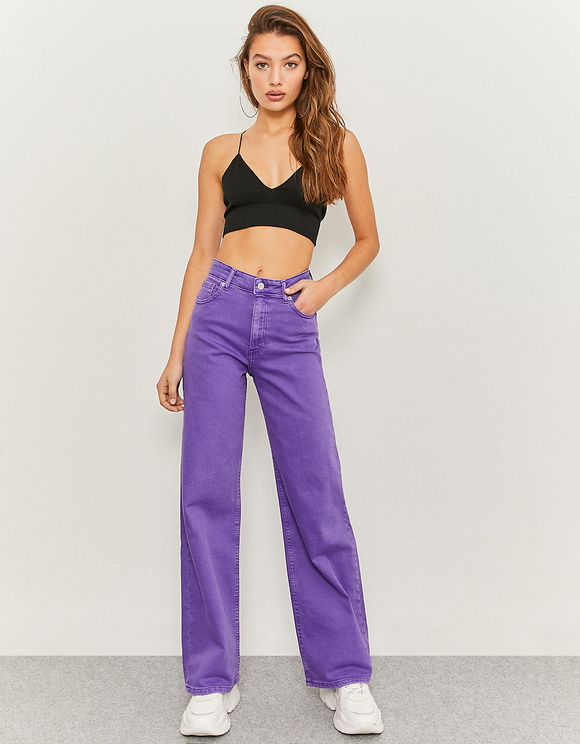 Purple High Waist Wide Leg Trousers 