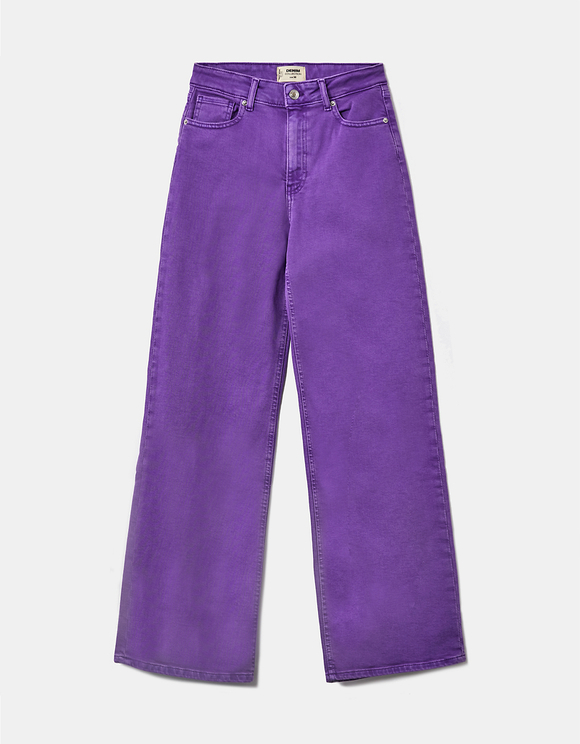Purple High Waist Wide Leg Trousers 