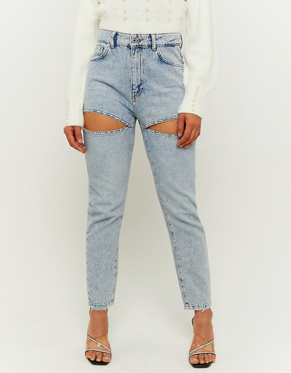 Blue High Waist Mom Jeans | TALLY WEiJL Online Shop