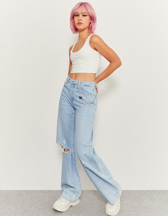 Blue High Waist Wide leg Jeans | TALLY WEiJL Online Shop