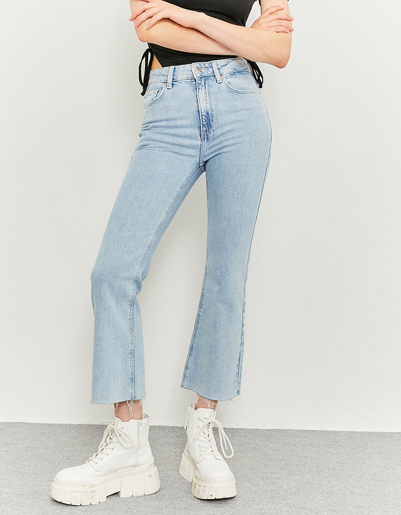 Blue High Waist Flare Jeans | TALLY 