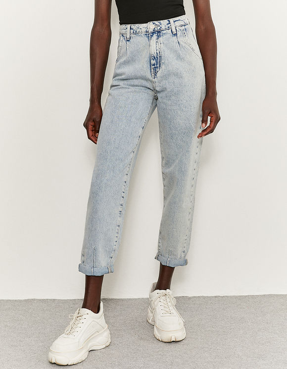 Blue High Waist Slouchy Jeans | TALLY 