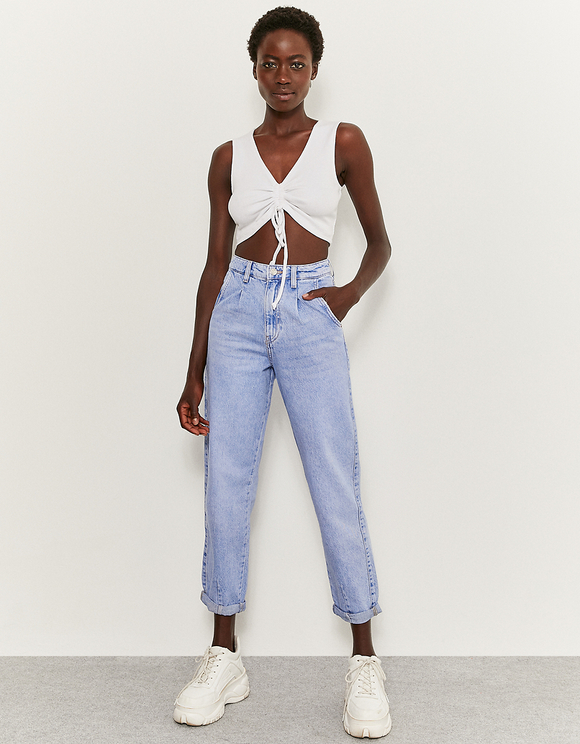 Blue High Waist Slouchy Jeans | TALLY 